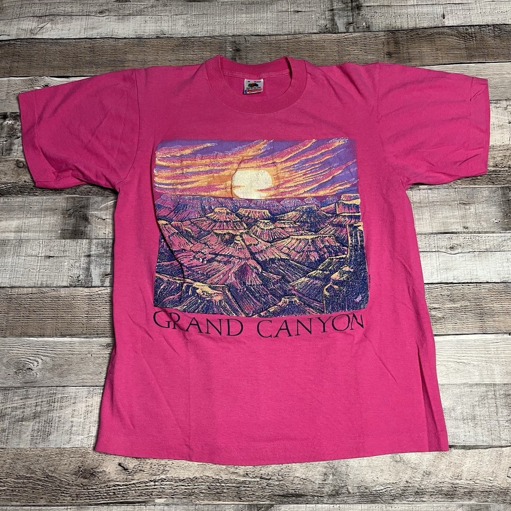 Grand Canyon Shirt Size Medium Pink Vintage 90s Nature Tee Glitter Print